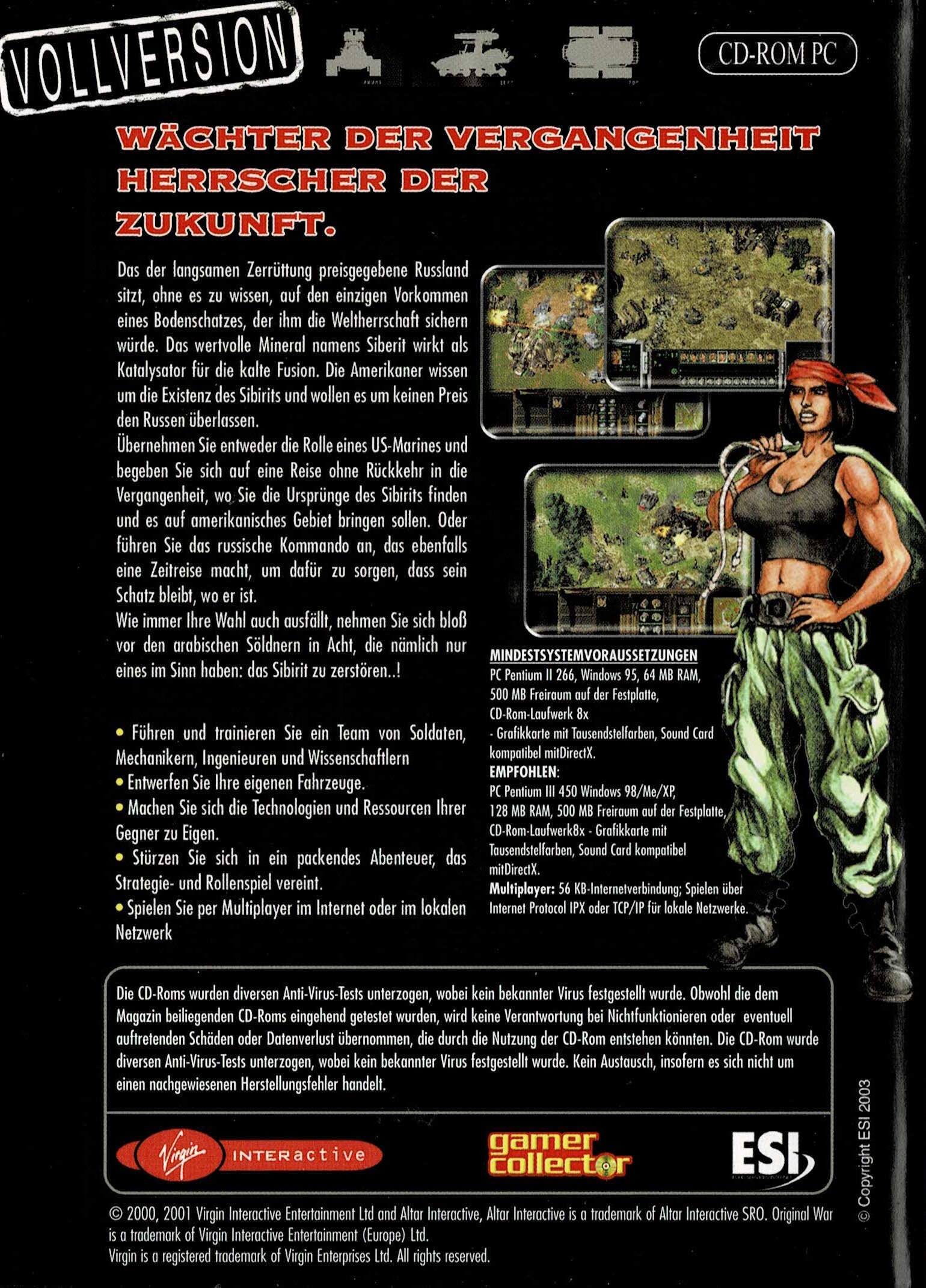 DE budget release Original War back cover