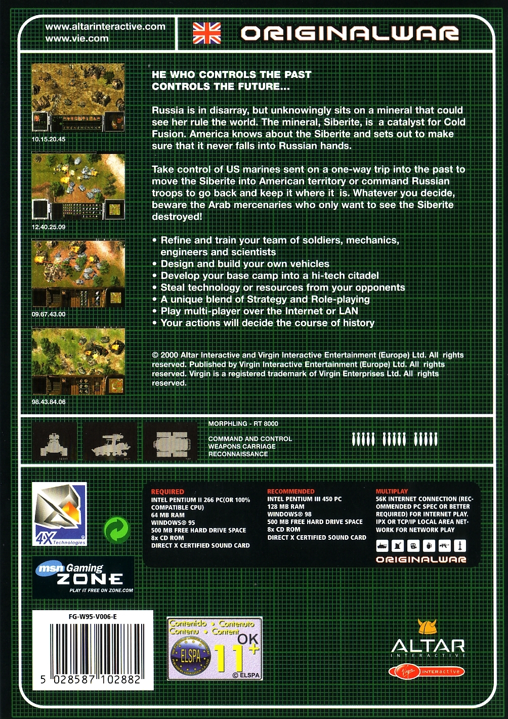 UK Original War back cover