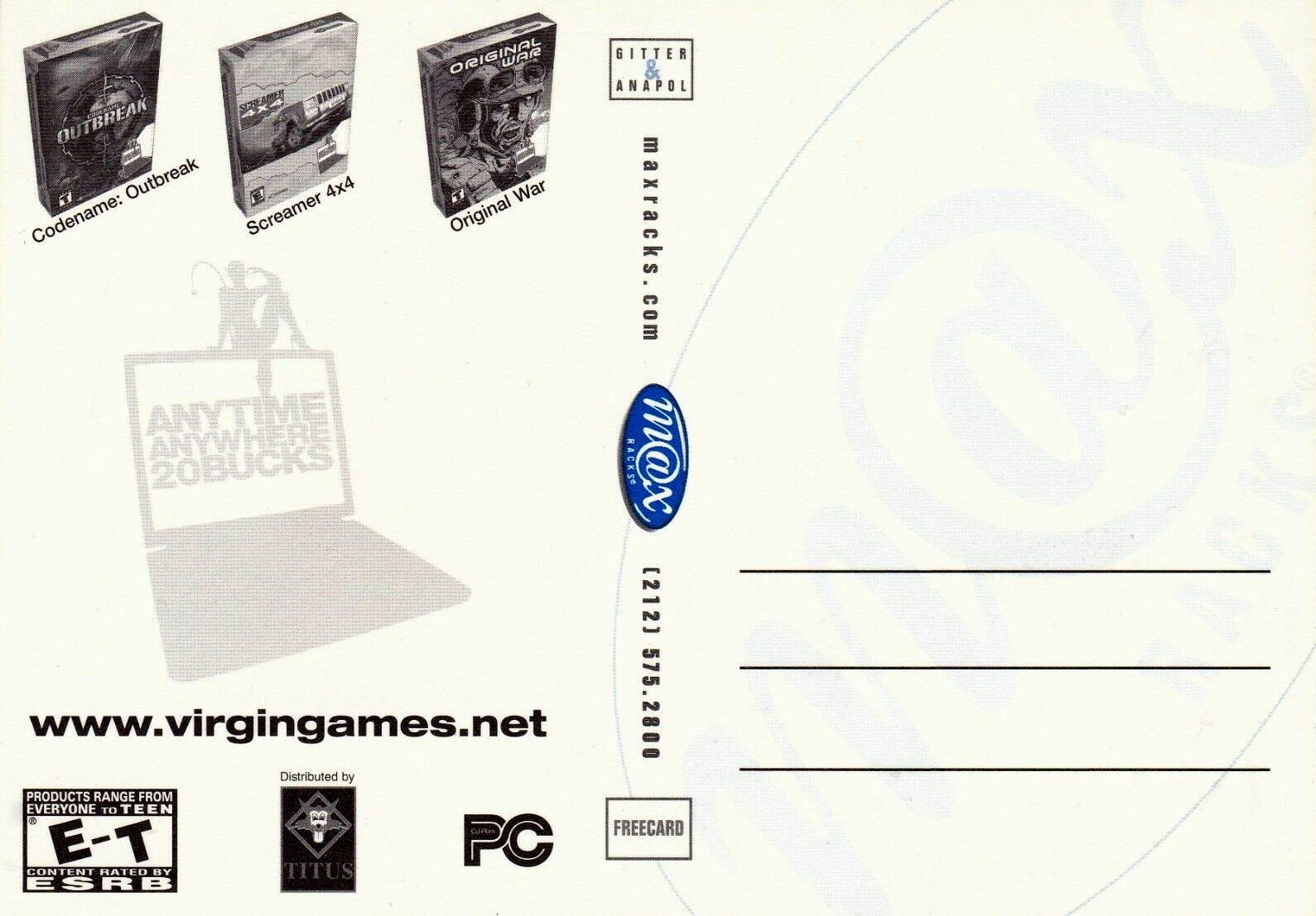 US Anytime Anywhere postcard